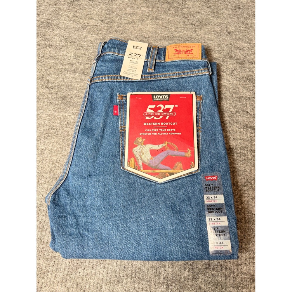 Levis 537 Western Bootcut Jeans Mens 32x34 Medium Wash Blue Stretch Denim NWT